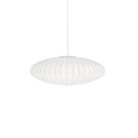 Simple pendant lamp made of resin polymer in walnut color, with E27 LED light in white.