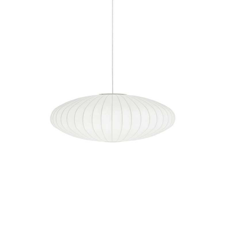 Simple pendant lamp made of resin polymer in walnut color, with E27 LED light in white.