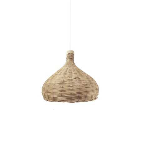 Simple pendant lamp made of rattan with E27 LED light bulb in wood color