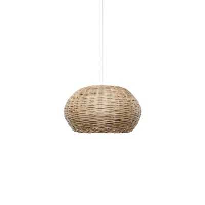Simple pendant light VEIGY rattan E27 LED in wood color