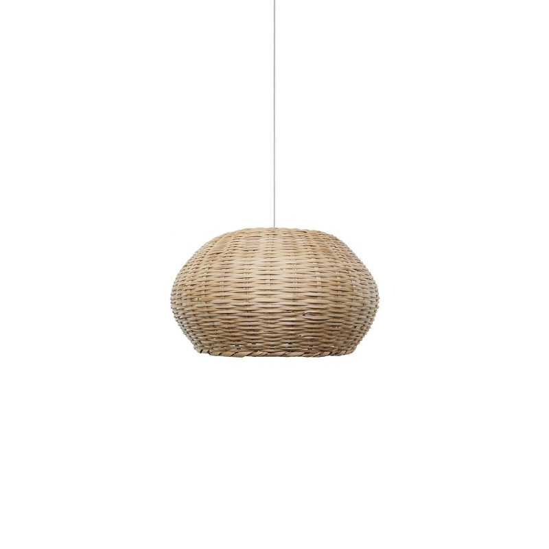 Simple pendant light VEIGY rattan E27 LED in wood color