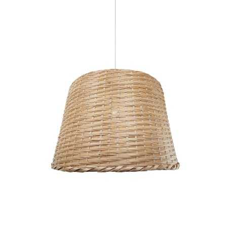 Simple pendant lamp OSSAT rattan E27 LED in wood color