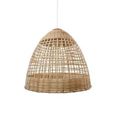 Simple pendant light FESSY rattan E27 LED in wood color
