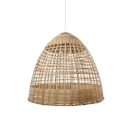 Simple pendant light FESSY rattan E27 LED in wood color