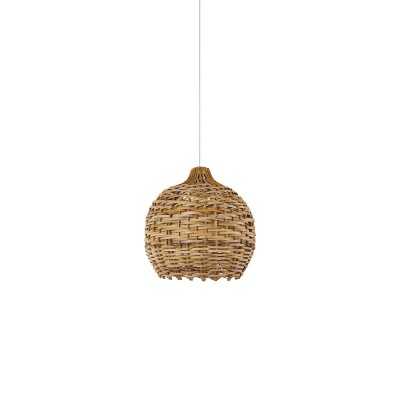 Simple pendant light HERMY rattan E27 LED in wood color