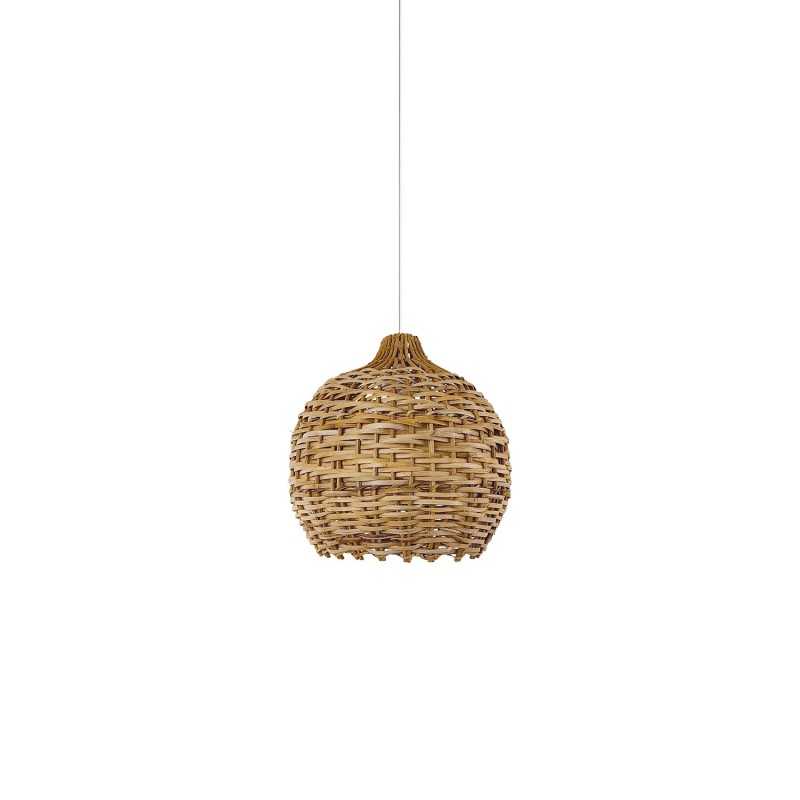 Simple pendant light HERMY rattan E27 LED in wood color