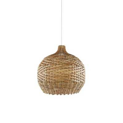 Simple pendant light VIGNY rattan E27 LED wood color