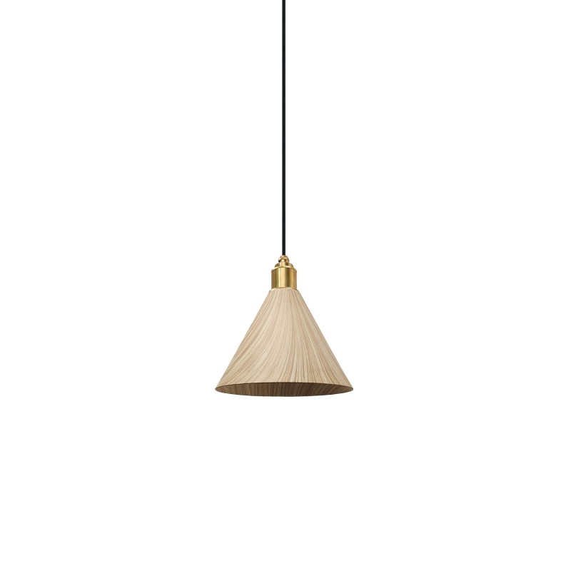 Simple pendant light JEAUX metal E27 LED in wood color