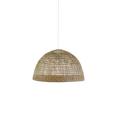 Simple pendant lamp BONIN hemp E27 LED in wood color