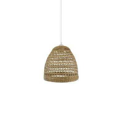Simple pendant lamp GOULIER hemp E27 LED wood color