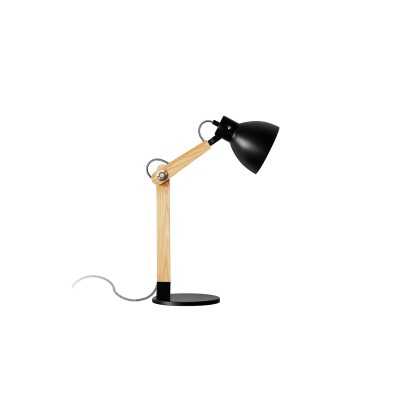 Articulated MAGNE wooden table lamp E27 LED in black color
