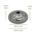 Raw iron cap decorated 58mm diameter x 4mm
