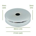 Chrome-plated globe holder cap 63mm diameter x 7mm