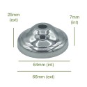 Lamp holder cover with chrome trim 64mm diameter x 7mm