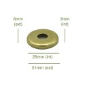 Brass globe holder cap 26mm diameter x 3mm