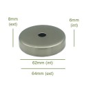 Brushed steel globe holder cap 62mm diameter x 6mm