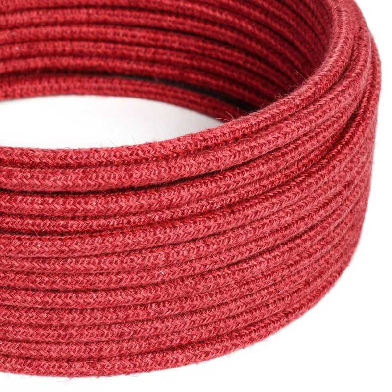 Decorative textile cable by the meter, approved, made of strawberry-colored jute.
