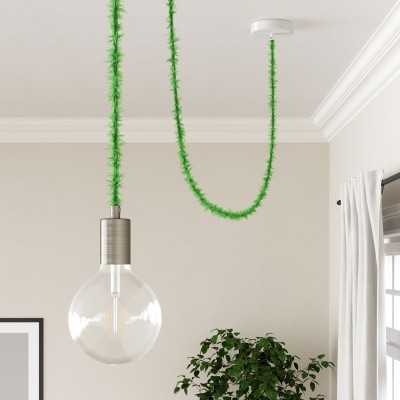 Braided decorative textile cable sold by the meter, approved, in green color.