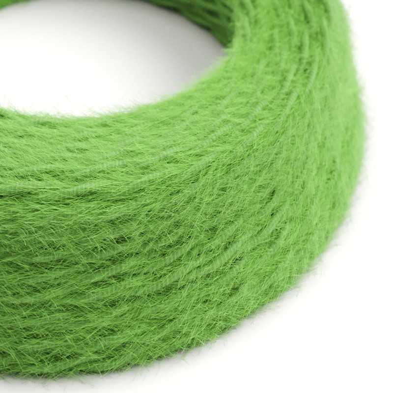 Braided decorative textile cable sold by the meter, approved, in green color.