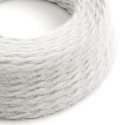 Braided decorative textile cable approved in white feather