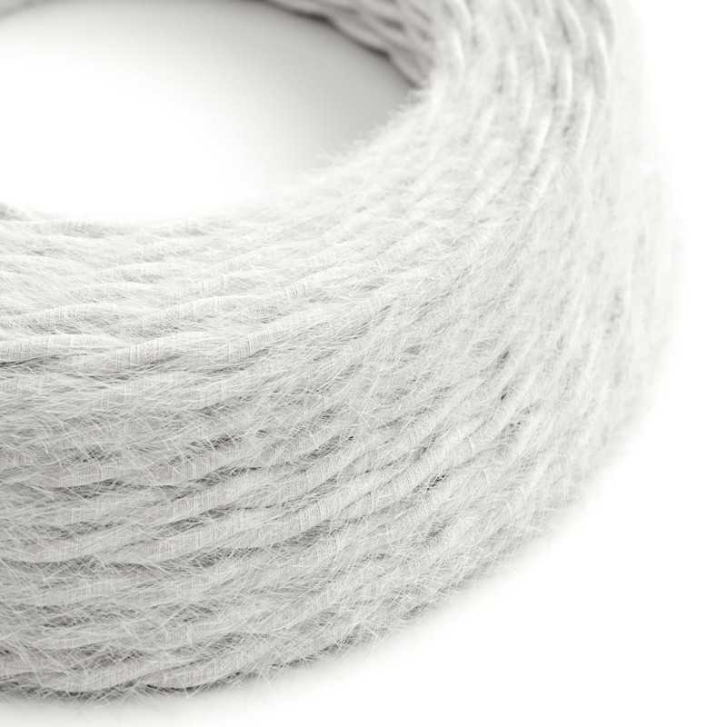 Braided decorative textile cable approved in white feather