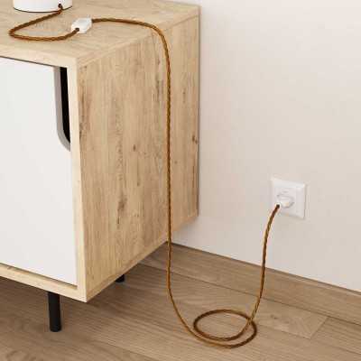 Braided textile decorative cable with a gold finish