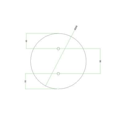 Ceiling support 200mm with 2 holes and 4 side holes.