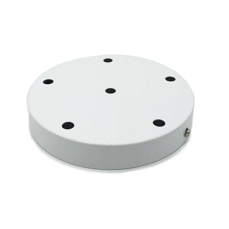Metallic ceiling rose with 6 outlets, 100mm each, white.