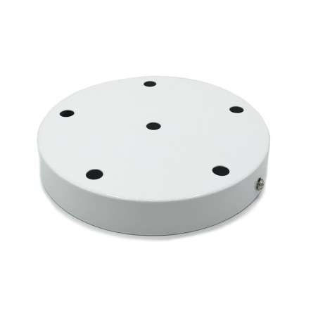 Metallic ceiling rose with 6 outlets, 100mm each, white.
