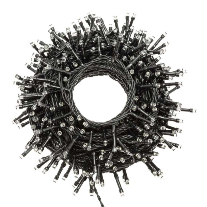 100 LED cool white linkable lights 7.5 meters programmable with black exterior