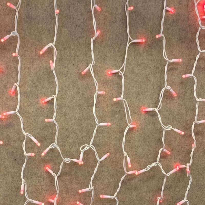 Curtain 300 red LEDs IP65 linkable white cable 200x150