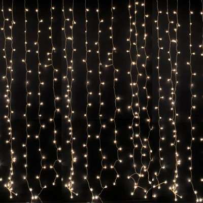 Curtain with 504 incandescent bulbs, transparent, 200x200.
