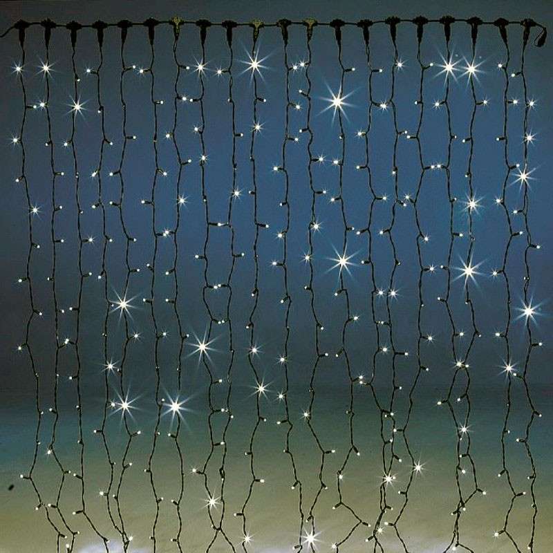 Curtain 256 warm LED lights linkable green cable 160x150