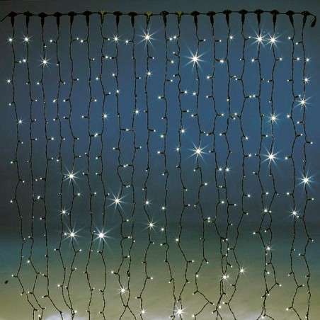 Curtain 256 warm LED lights linkable green cable 160x150