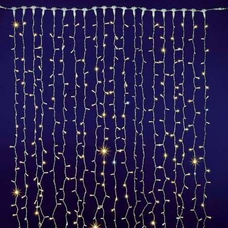 Curtain 300 LEDs cold IP65 linkable white cable 200x150