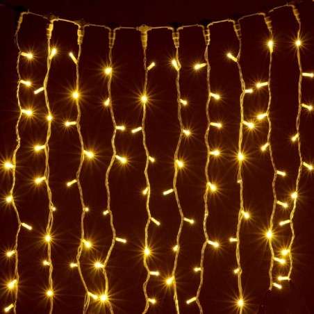 Curtain with 100 golden LEDs, linkable, golden cable, 200x100.