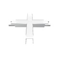 Recessed cross module with 50mm wide profile, integrated LED, linkable.