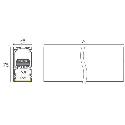 38mm wide surface module with integrated LED and linkable