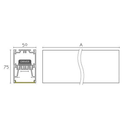 Surface module 50mm wide with integrated LED and linkable