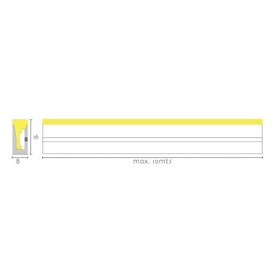 LED Neon 24V, 120º beam angle, 12W/meter, dimmable, IP67 rated.
