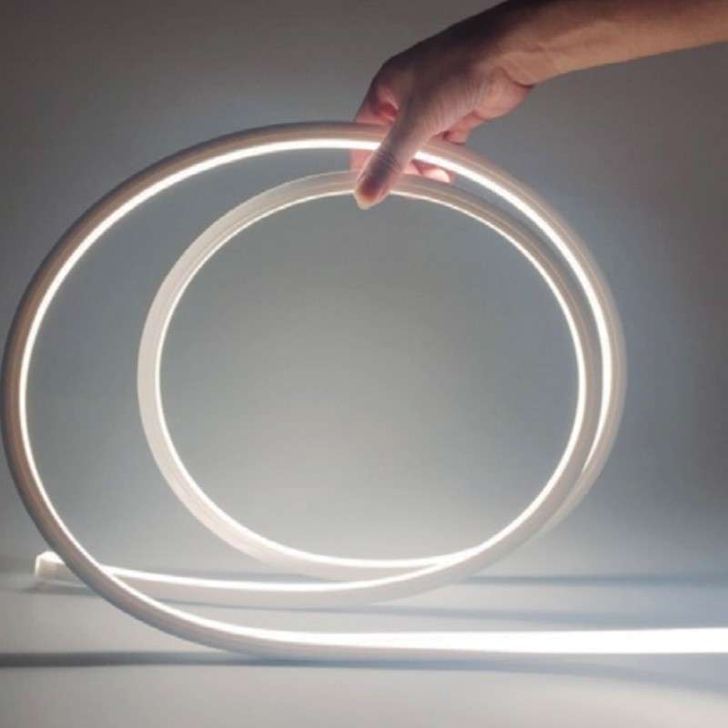 10-meter roll of LED neon light 24V with a 120º beam angle, 12W per meter, dimmable, and IP67 rated.