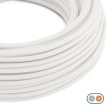 Flat decorative textile cable by the meter, approved, in white color.
