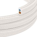 Flat decorative textile cable by the meter, approved, in white color.