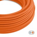 Flat decorative textile cable by the meter, approved, in orange color.