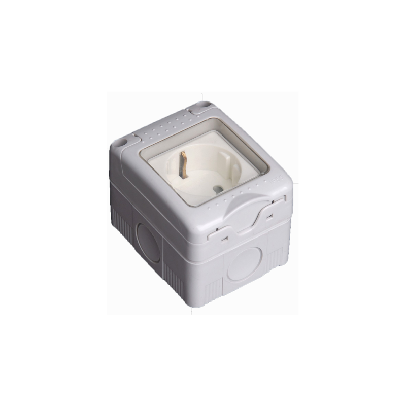 Waterproof surface-mounted Schuko socket outlet IP55