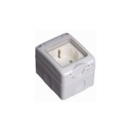Waterproof surface-mounted Schuko socket outlet IP55
