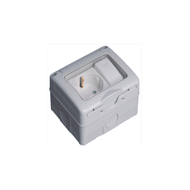 Waterproof IP55 Schuko type socket outlet with switch