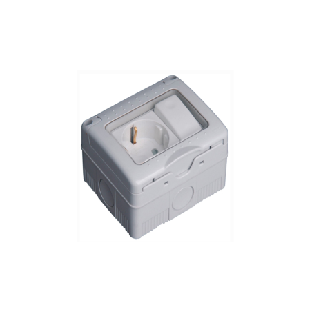 Waterproof IP55 Schuko type socket outlet with switch