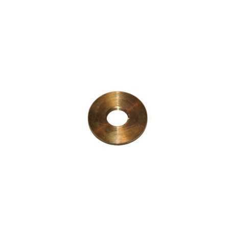 Brass-plated threaded metal washer, 40mm diameter.