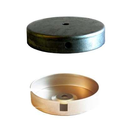Metal base with a diameter of 120 mm and a height of 24 mm.
